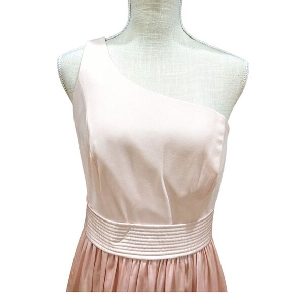 NWT Vera Wang White Blush Pink One Shoulder Gown Prom/Bridesmaids Dress Size 6 - Picture 5 of 13
